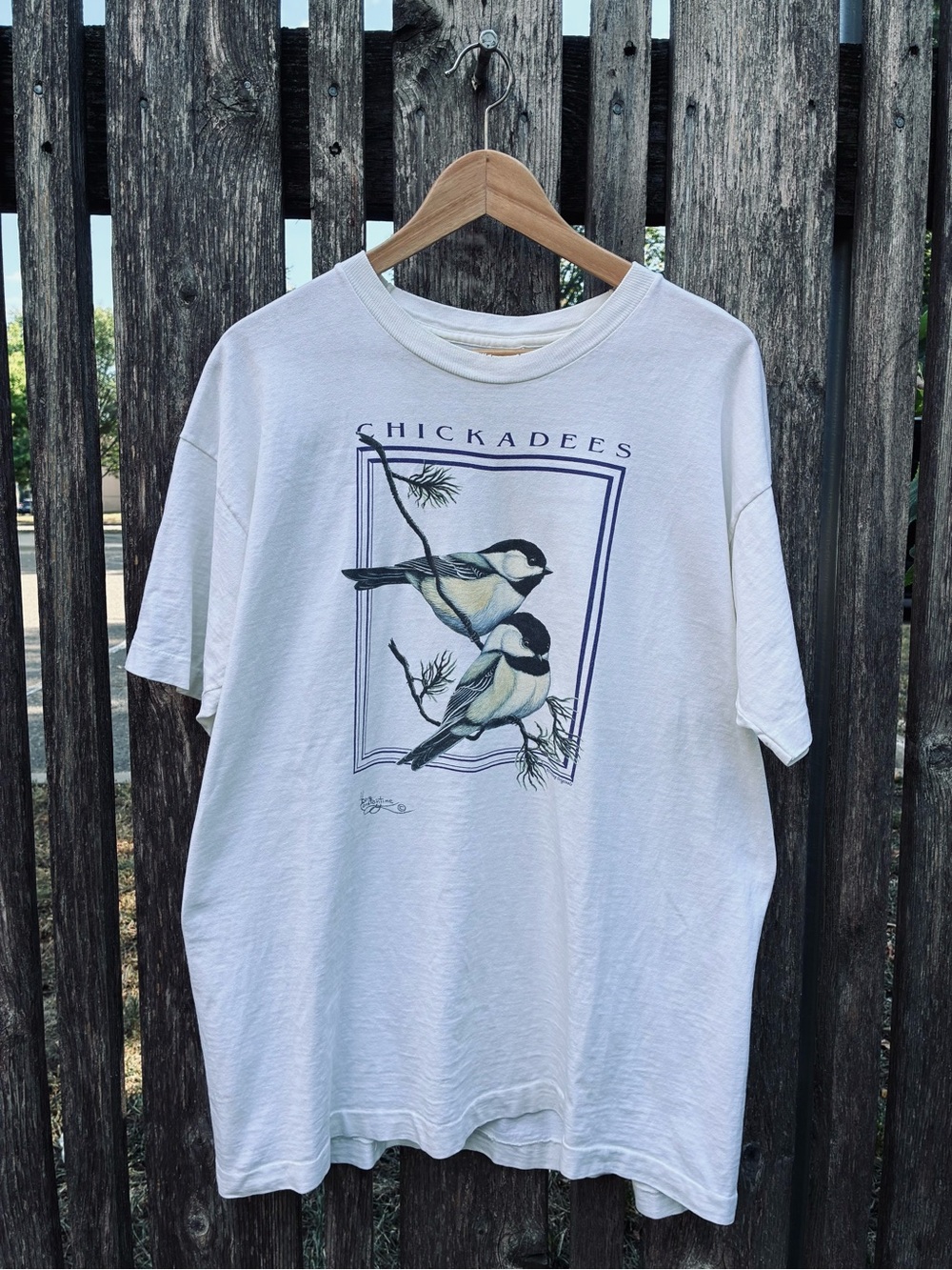 Vintage Chickadee Song Bird Nature 100% Cotton Fruit of Loom T-Shirt USA Made